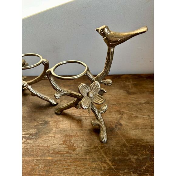 Vintage Pair of Metal Flora & Fauna Votive Candleholders | Cottagecore - Picture 2 of 5
